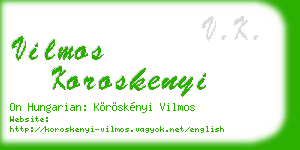 vilmos koroskenyi business card